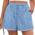 thumbnail image 5 of Women's Summer Casual Lace Elastic Waist Shorts Cute Eyelet Beach Vacation, 5 of 9