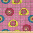 thumbnail image 2 of Ambesonne Floral Fabric by the Yard Microfiber, Flowers in Circular Shapes, 3 Yards, Pink Yellow Dark Coral, 2 of 2