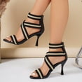 thumbnail image 4 of Viluyesy Womens Stiletto Heeled Sandals, Back Zipper Open Toe Ankle Strappy Fashion Dressy Pumps Shoes Black US9, 4 of 9