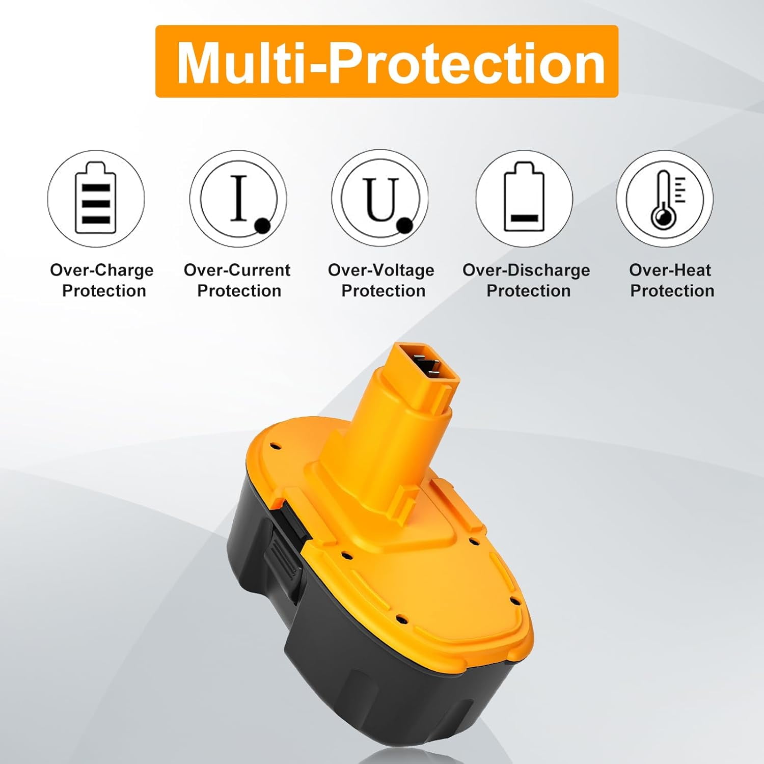 2 Packs 4000mAh High Capacity Ni-Mh DC9096 DC9098 DC9099 DW9096 Battery Replacement for Dewalt 18V Battery  DW9098 DW9099 DE9095 DE9098 DE9091(Yellow)