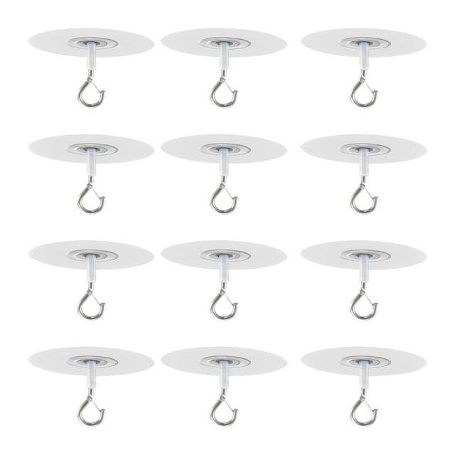 12 ganchos adhesivos para techo, resistentes, multiusos, extraíbles, para colgar en pared, para macetas y luces.