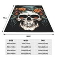 thumbnail image 3 of Fotbe Flower Horn Skull Manta de Franela Acolchonada con Estampado, Súper Suave y Esponjosa, Extra Grande para Sofá, Cama, Uso Todo el Año-80"x60", 3 of 7