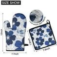 thumbnail image 6 of Blue Pioneer Flower Kitchen Oven Mitt and Pot Holder Sets 2 Pcs for Baking, Cooking and Grilling, Heat Resistant Up To 392 °F, 6 of 7