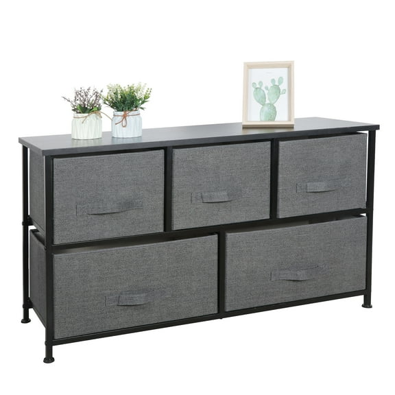 SgoodS 4 Colors 5 Drawer Dresser for Bedroom Fabric Drawers for Closet with Steel Frame, Gray