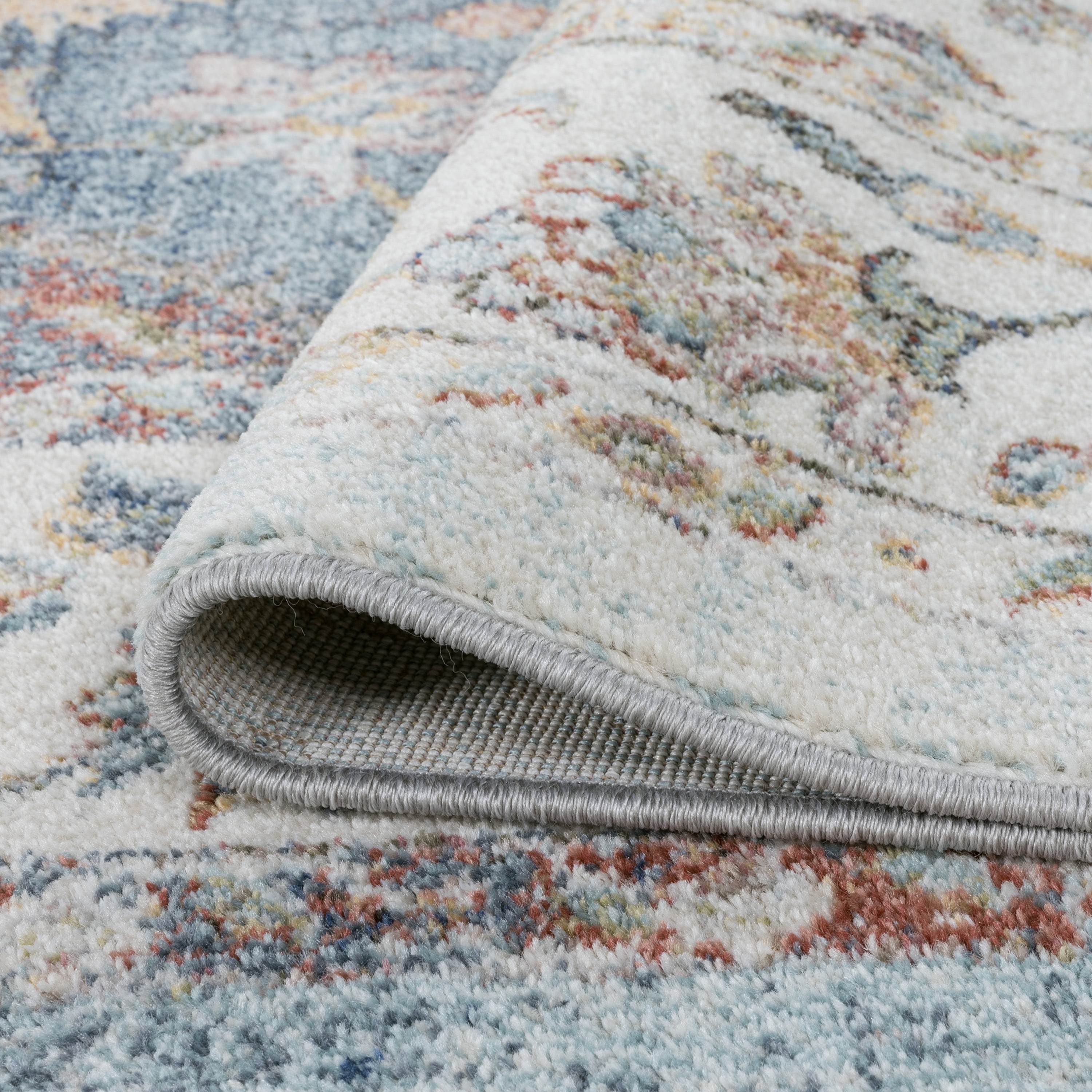 Traditional Area Rug (5'3'' Round) Oriental Cream, Gray Indoor Round Easy to Clean