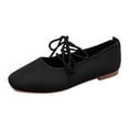 thumbnail image 4 of Rokment Knit Strappy Ballet Flat Dress Shoes for Women Spring Fall Casual Stretchy Square Toe Low Heels Slip on Mary Jane Loafers, 4 of 5