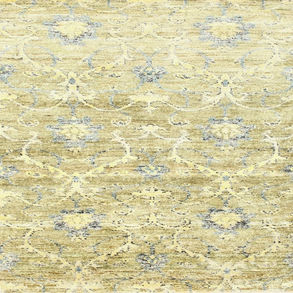 Ahgly Company Machine Washable Indoor Square Contemporary Khaki Gold Area Rugs, 3' Square