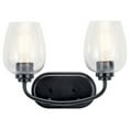 thumbnail image 2 of 2 Light Vanity Light 10.25 inches Tall By 14.5 inches Wide-Black Finish-Satin Etched Glass Color Bailey Street Home 147-Bel-3330010, 2 of 10