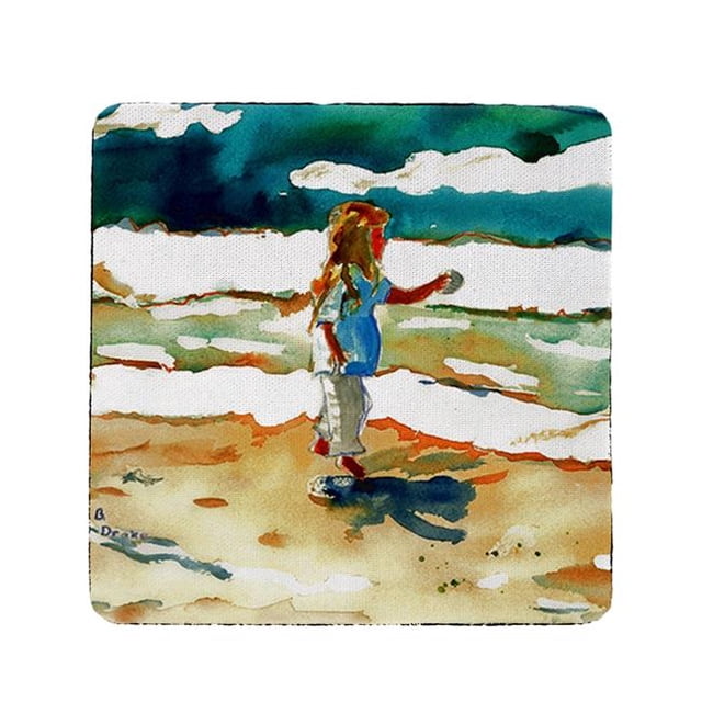 Betsy Drake CT602 Fille à la Plage Sous-Verre - Ensemble de 4
