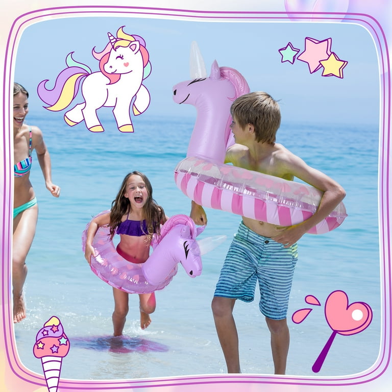 Hengguang Unicorn Glitter Inflatable Pool Float, Swim Tube