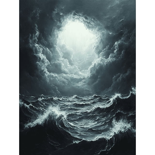 Qisvanset 12x16 Inch 2D Flat Framed Canvas Art, Serene Rain Cloud Minimalist Abstract Stormy Home Office Wall Decor