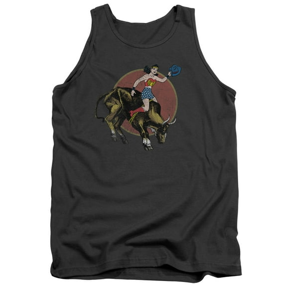 JLA Justice League Bull Rider Adult Tank Top Charcoal