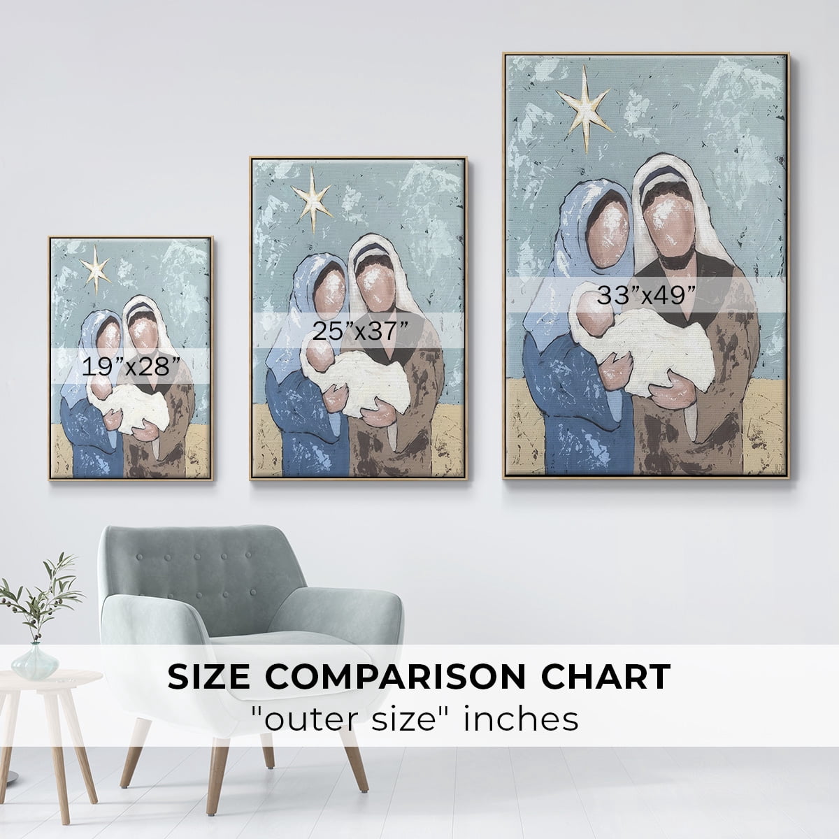 A Silent Night I - Framed Gallery Wrapped Holiday Canvas - 17 x 25 - Natural Wood Frame
