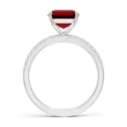 thumbnail image 2 of ANGARA Lab Grown 4 Ct Emerald-Cut Ruby Engagement Ring with Lab Diamonds for Women in 14K White Gold (Size-10x8mm) | July Birthstone, Anniversary, Jewelry Gift for Women | Lab-Grown Ruby Ring, 2 of 8