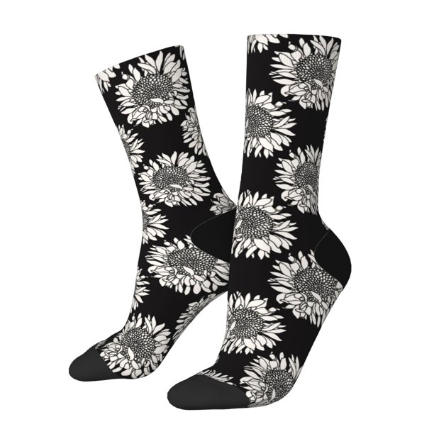 Balery White Sunflowers Calcetas Largas con Estampado para Hombre y Mujer – Suaves y Transpirables, Talla Única (US 5-11)