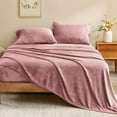 thumbnail image 2 of Flannel Sheets Full Size Dusty Pink - Super Soft Fleece Sheets Set Fluffy Extra Plush, 4 Piece(Include Fitted Sheet, Flat Sheet, 2 Pillowcases), 2 of 8