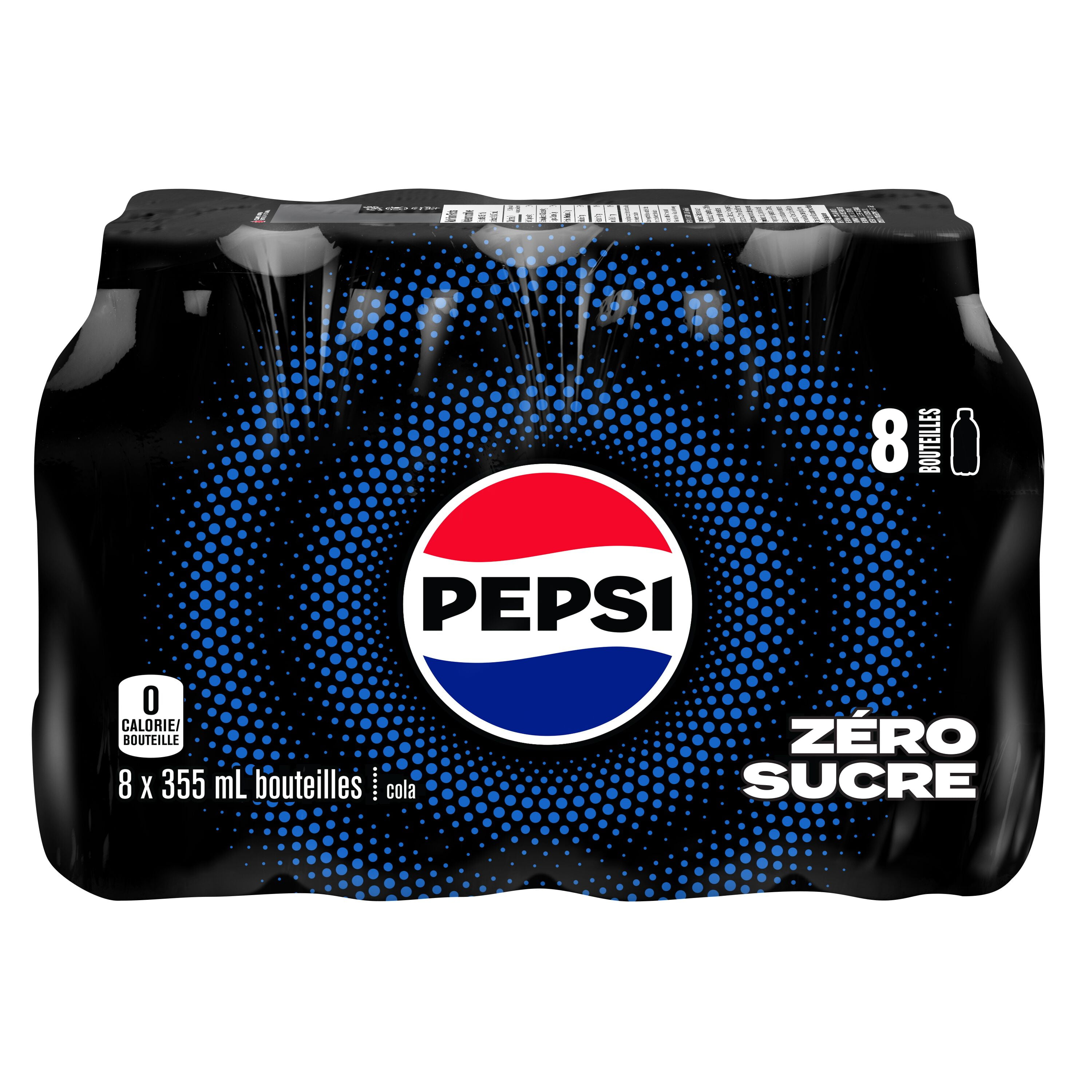 Pepsi Cola Zéro Sucre 8 x 355 mL, Bouteilles 8x355mL