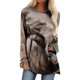 thumbnail image 1 of Blusa de manga larga con cuello redondo para mujer, camisetas informales con estampado de animales Pompotops FGAJ884, 1 of 5