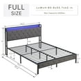 thumbnail image 3 of PAPROOS Full Bed Frame with Storage Headboard, Charging Station and LED Lights, Full Size Upholstered Platform Bed, No Box Spring Needed, Dark Gray, 3 of 11