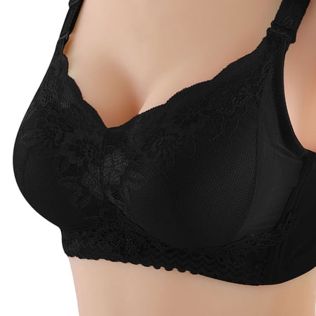 khonts Women s Padded Push up Supportive Bras Gathering Wireless Sexy Bra Lace Soft Adjustable Strap Bralettes Black 36