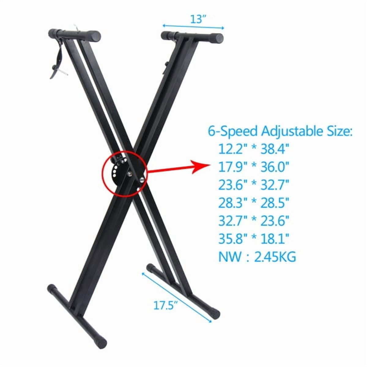 Dual-tube X-Shape Keyboard Stand + Adjustable Folding Piano Bench Stool Seat Black