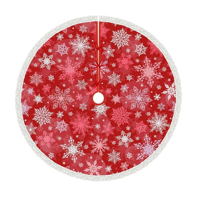 A 35 Inch Christmas Tree Skirt Christmas Tree Bottom Decoration Tree Skirt For Merry Christmas Party Christmas Snowflake Decoration