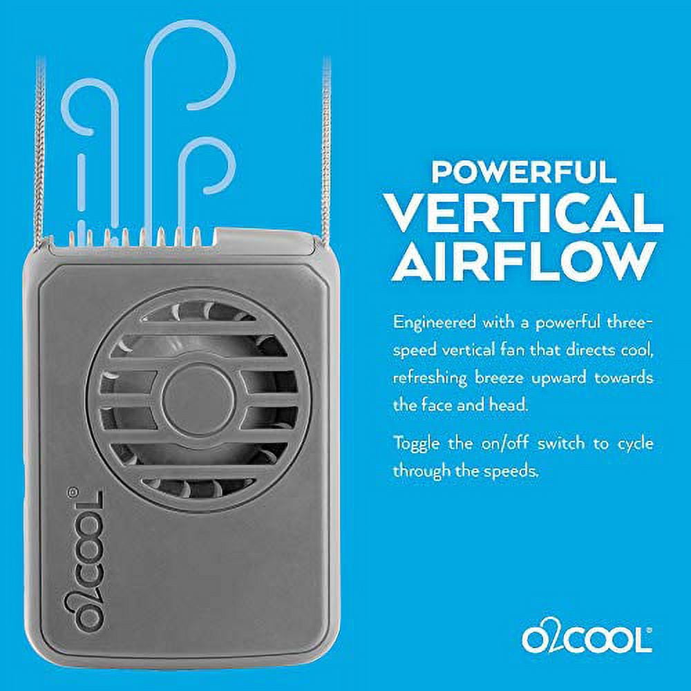 O2COOL Wearable Cooling Lanyard Fan, Portable USB Rechargeable