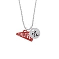 thumbnail image 2 of Delight Jewelry Acrylic 1.25" Maroon Cheer Megaphone Silvertone Script Initial Disc - N - Charm Necklace, 20"+3", 2 of 4