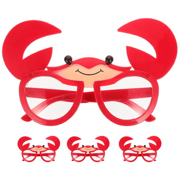 4 gafas de sol con forma de cangrejo, divertidas, para fiestas hawaianas, luau, decoraciones, recuerdos de fiesta hawaianas, divertidas gafas de sol, accesorios reutilizables para fiestas.