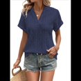 thumbnail image 1 of Tops de Verano para Mujer, Camisa Informal con Cuello en V y Mangas , Camiseta de Tirantes Ligera con Textura de Crochet Azul Oscuro M, 1 of 8