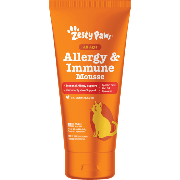 Zesty Paws Allergy & Immune Cat Mousse, for Seasonal Allergies & Immune Support, 3oz Tube