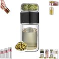 thumbnail image 1 of Alivefuser Tea Infuser, Portable Double Layered Tea Water Separation Glass TeaCup, 3 in 1 Tea Maker, 304 Stainless Steel Filter, Portable Loose Leaf Teas Maker for Travel, Office, Home (black,280ml), 1 of 10