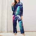 thumbnail image 2 of Pofeuu Starry Multicolored Wolf Print Womens Pajamas Set Long Sleeve Sleepwear Button Down Nightwear Soft Pj Lounge Sets Button Down Pajamas Women-XX-Large, 2 of 7