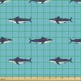 thumbnail image 2 of Ambesonne Nautical Fabric by the Yard Upholstery, Smiling Sharks Pattern, 5 Yards, Sky Blue Quartz, 2 of 5