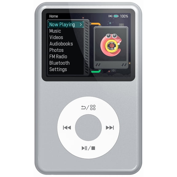 Innioasis 64GB Mp3 Player with Bluetooth, 2.4" Portable Mini HiFi Sound Bluetooth Digital Music Player with FM Radio Audiobook and Speaker Built in for Kids (Silver)