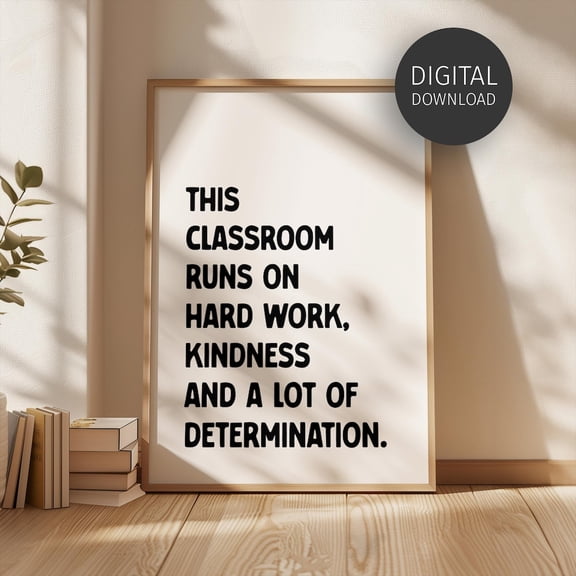 Motivational Classroom Poster, Wall Art For High School Decor, Uplifting 'Back To School' Poster, Work Hard Be Kind, Teacher Gifts Home Decor, 8x12 UNFRAMED