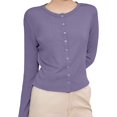 thumbnail image 2 of Lixiuxyad Womens Open Front Cardigan Women's Long Sleeve Round Neck Knitted Cardigan Sweater,Purple, 2 of 6