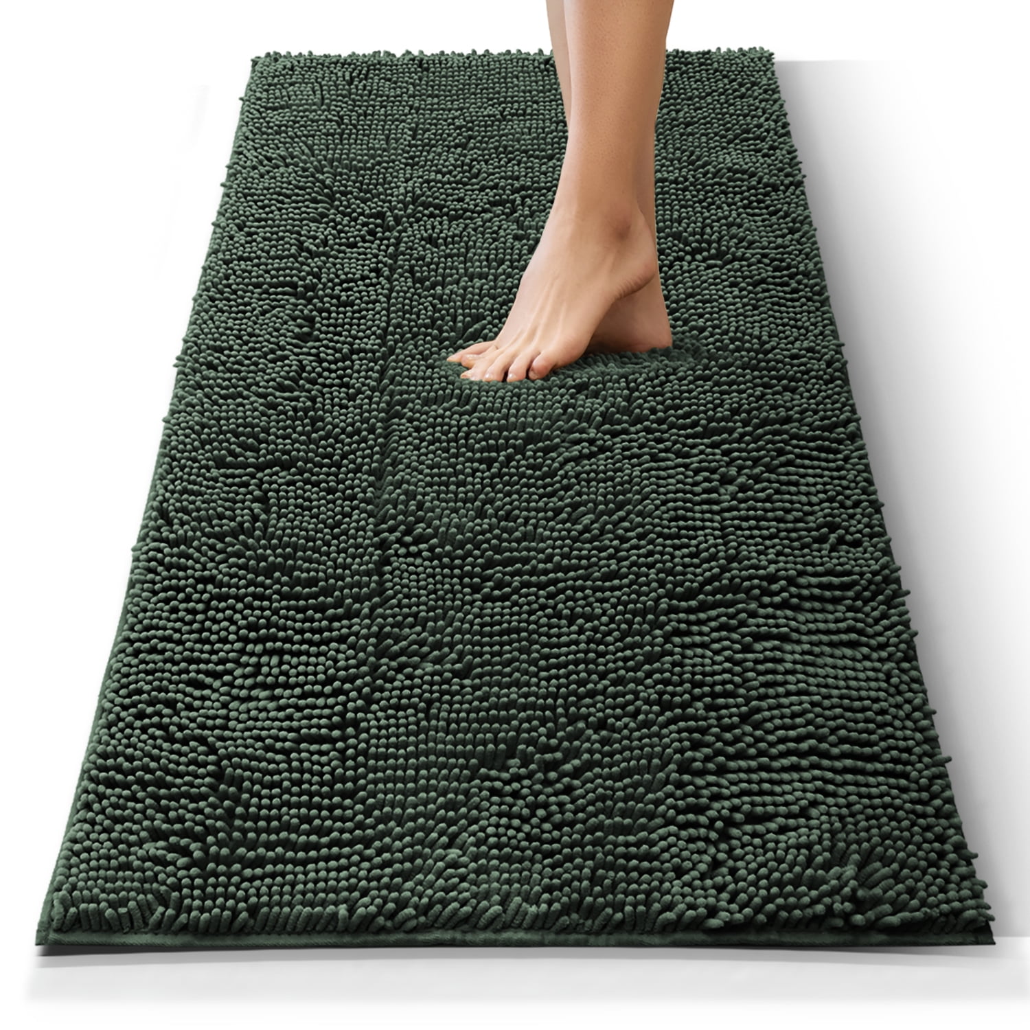 Nestl Bathroom Rugs, Machine Washable Bath Mats For bathroom Floor Rugs, Nonslip Backing Rubber Bath Rug, Hunter