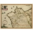 thumbnail image 2 of Blaeu 32x26 Black Ornate Wood Framed with Double Matting Museum Art Print Titled - Iberian Peninsula Galicia Spain - Blaeu 1635, 2 of 4