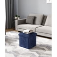 thumbnail image 2 of OSM 15 Inches Small Folding Storage Ottoman Cube, Storage Footrest, Foot Rest Stool, Toy Box, for Living Room, Bedroom, Dorm, Hallway, Entryway, Navy Blue, 2 of 9