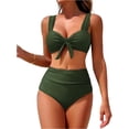 thumbnail image 2 of High Waisted Bikini Sets for Women Swim Suits 2026 Tummy Control Ruched Bikini Two Piece Bathing Suit Swimwear Army Green L, 2 of 5