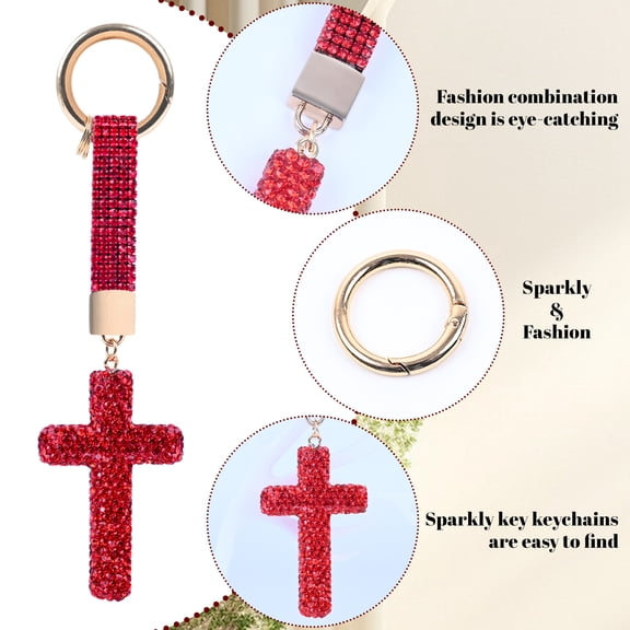 Cross Rhinestone Keychain Charm Pendant Purse Bag Cute Crystal Key Holder Arts Craft Pendant Inspiration Key Ring Purse Charms for Handbags