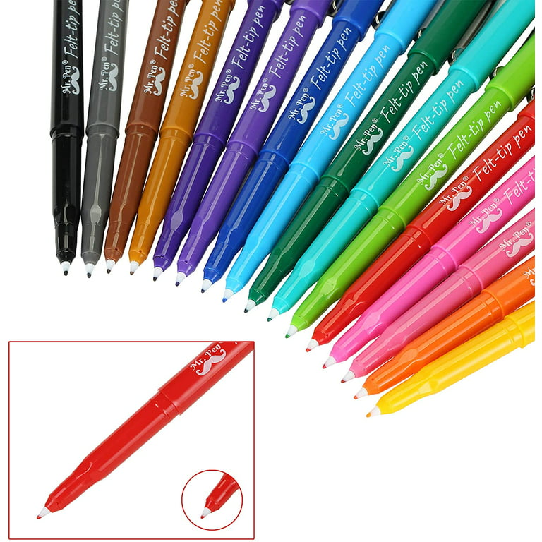 Felt Tip Pens, 30 Colors & 15 Black & 15 Blue & 1 Red Medium Point
