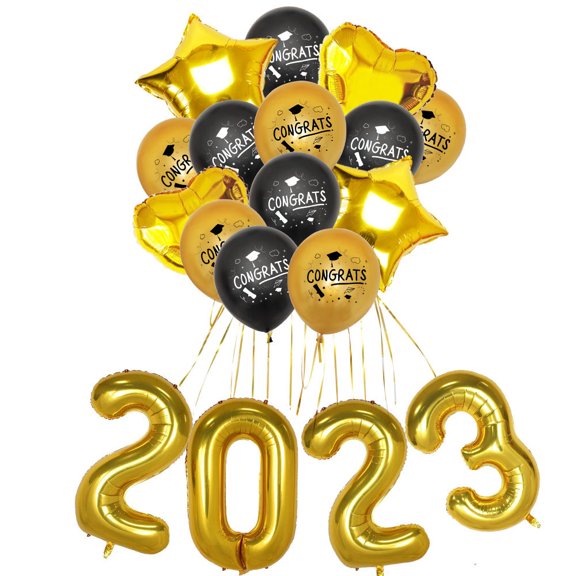 TUOBARR Graduation Black Confetti Balloons, 12 Inch Graduation Theme Balloons For Graduation Party Decorations