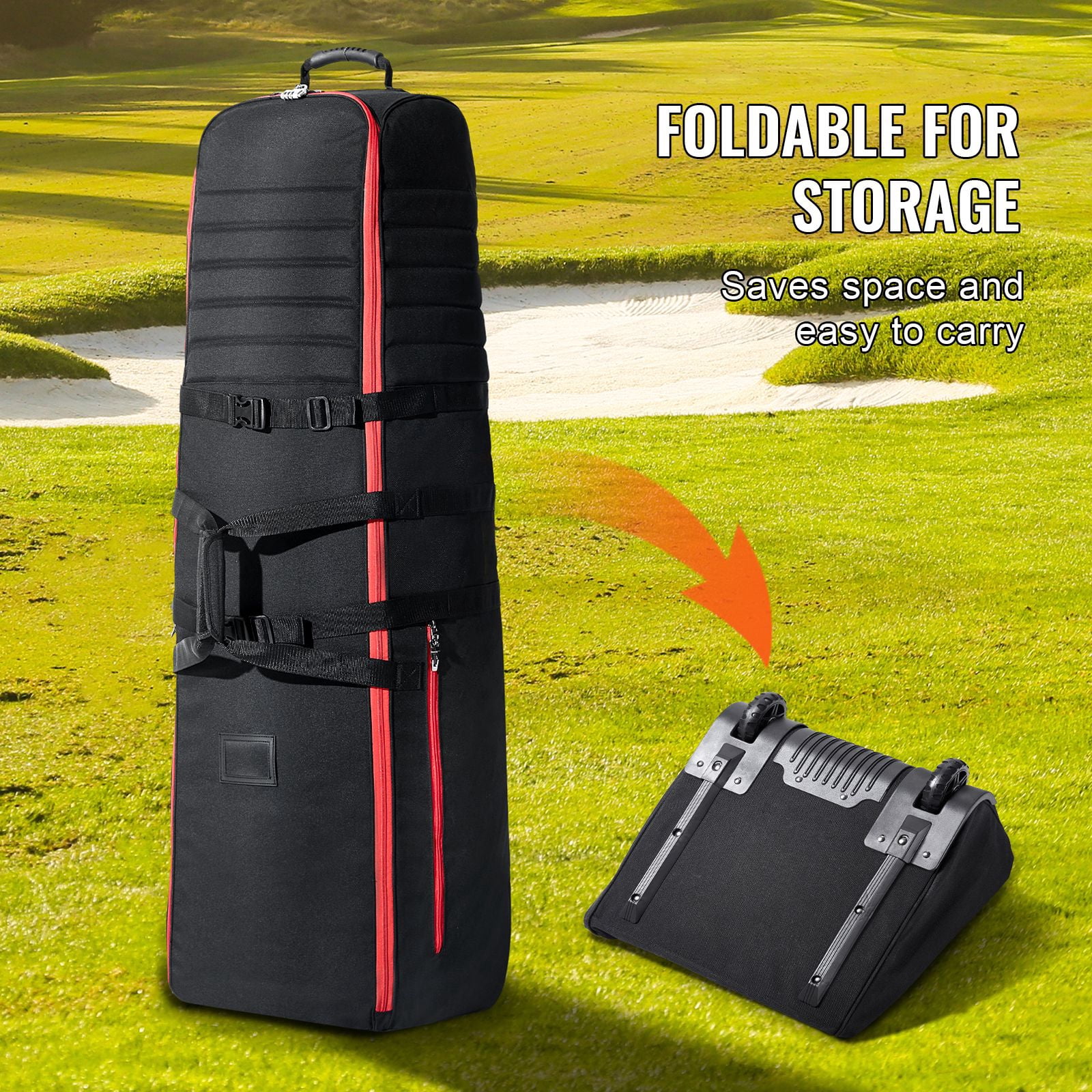 Golf Club Travel Bag with Wheels - 1000D Nylon Durable Golf Luggage Cover for Air Travel
