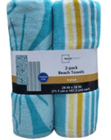 Mainstays Green Flower & Stripes Beach Towels, 2 Count
