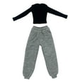 thumbnail image 2 of Ropa femenina a escala 1/6, camisa de manga larga con pantalones, moda de acción Gris y negro, 2 of 9