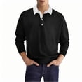thumbnail image 2 of Blusa y camisa de manga larga con cuello vuelto para hombre, blusa de color liso con botones y solapa, blusa de poliéster para hombre, 2 of 3