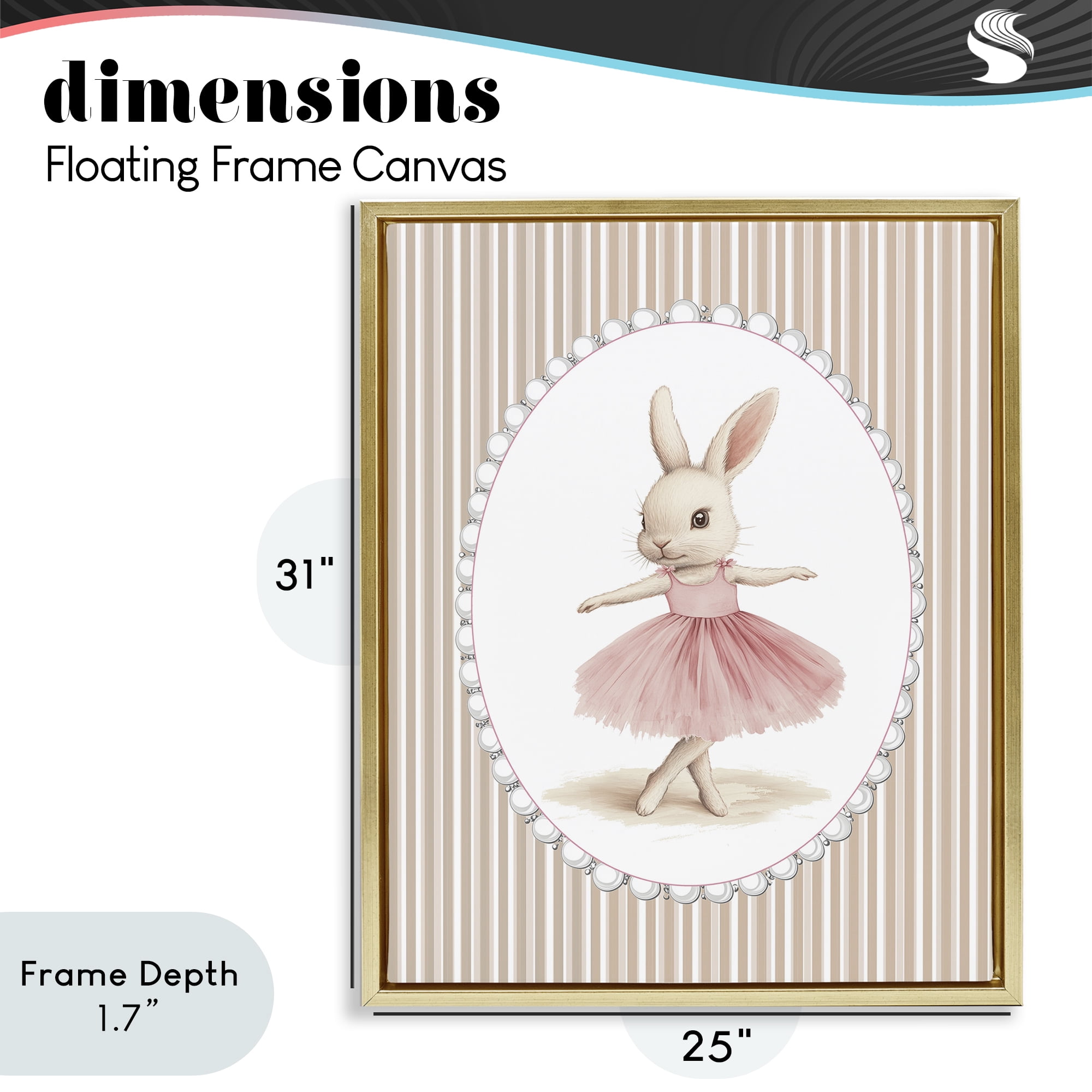 Stupell Industries Woodland Dancer Bunny Gold Framed Floater Canvas Wall Art, design by Christine Simpson Art