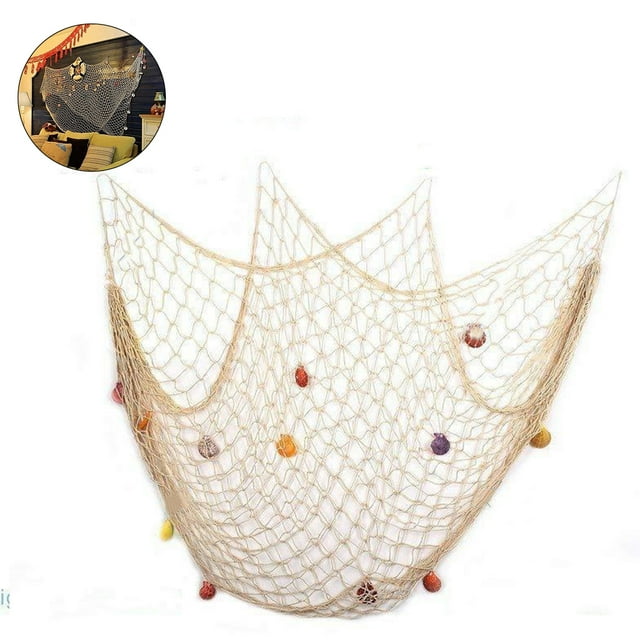 Red De Pesca Para Decoración De La Fiesta PiRata, Fiesta Hawaiana, Accesorio De Fiesta De Red De Algodón Con Temática Náutica, Red De Pesca De Estilo Mediterráneo Conchas,
